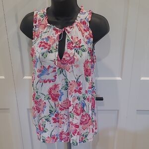 GAP Floral Sleeveless Blouse - White and Pink